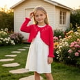 thumbnail image 2 of Kogui Toddler Cardigan Long Sleeve Bow Knit Cardigan for Girls Dress Party Casual Layering 1T 2T (Red,1-2 Years), 2 of 7