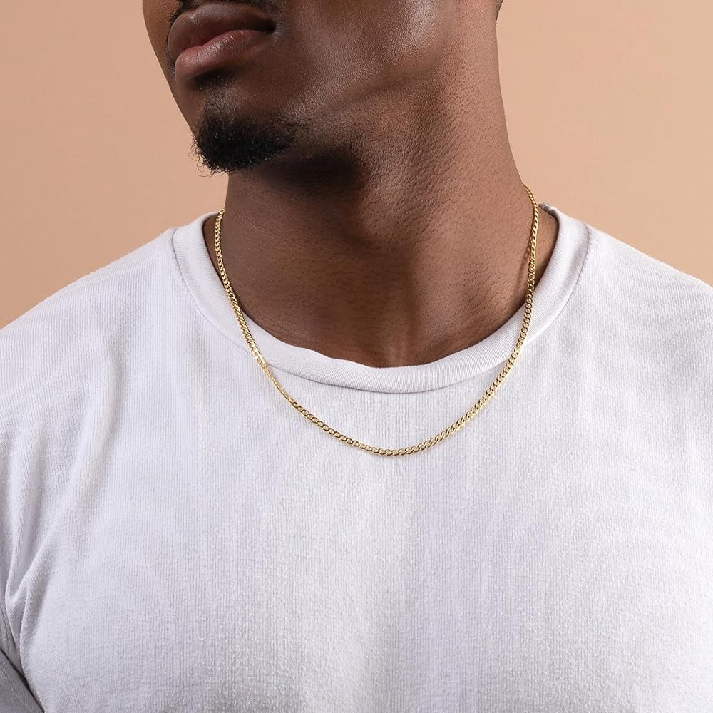PORI JEWELERS 14K Yellow Gold 3.5MM Cuban/Curb Chain Necklace - Made In Italy