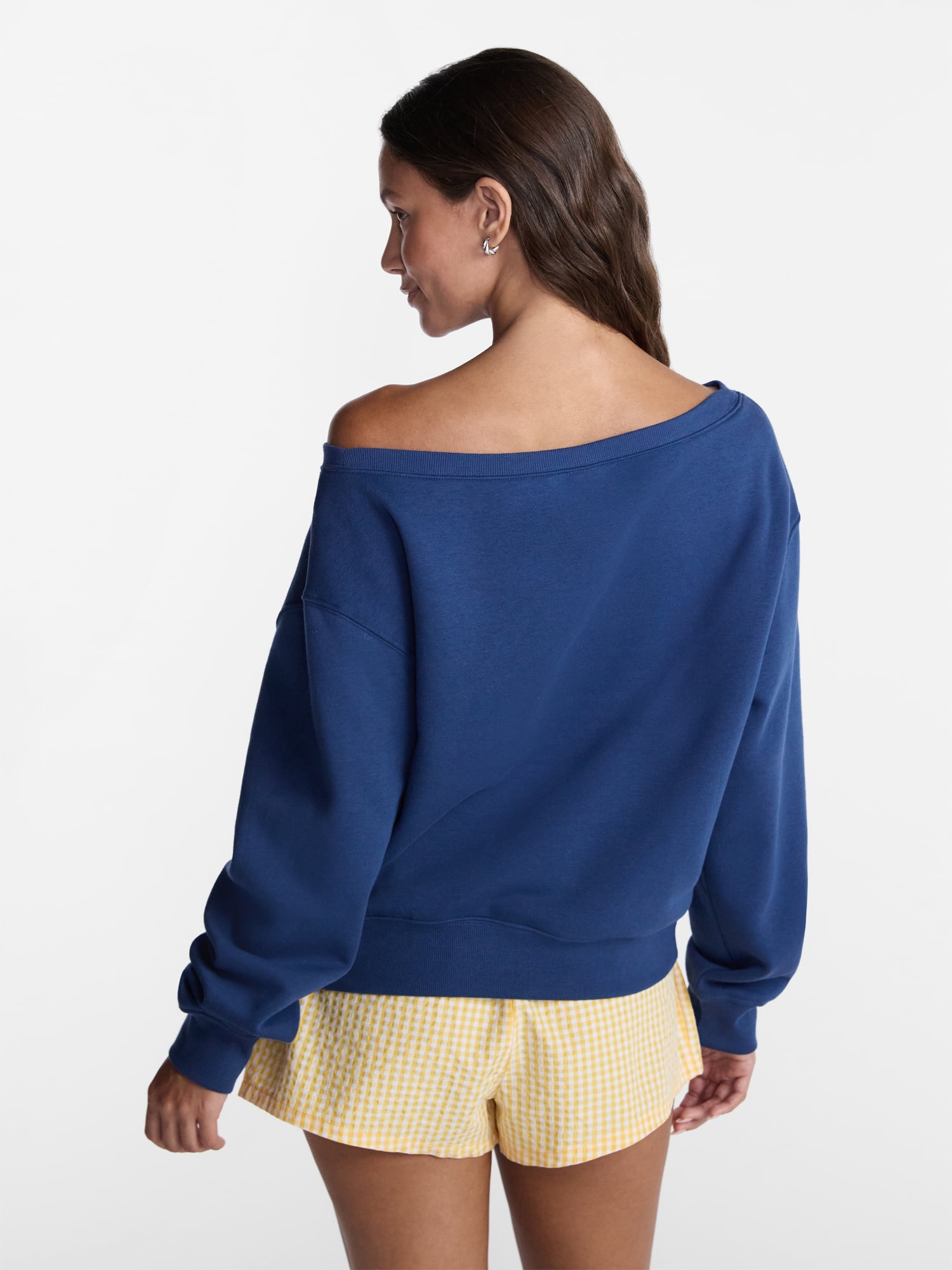 No Boundaries Off the Shoulder Sweatshirt with Long Sleeves, Midweight, Women’s XXS-4X