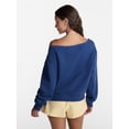 thumbnail image 3 of No Boundaries Off the Shoulder Sweatshirt with Long Sleeves, Midweight, Women’s XXS-4X, 3 of 5