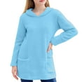 thumbnail image 4 of Ecqkame Girls Double Sided Velvet Hoodies Winter Thickened Warm Hooded Long Sleeved Fleece Sweatshirts with Pockets 4-15 Years Blue 7 Year, 4 of 9