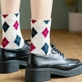 thumbnail image 6 of JGTDBPO Socks For Women Unisex Casual Cotton Middle Stockings Thick Wool Warm Winter Argyle Pattern Print England Style Cotton Middle Tube Socks Comfort Casual Wool Crew Socks Gift, 6 of 6