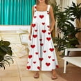 thumbnail image 3 of Fgvctg Valentine's Day Jumpsuits for Women Overalls Sleeveless Date Night Spaghetti Straps Overalls Holiday Wide Leg Pant Love Heart Print Bib Overalls Rompers Sprimg Pant With Pockets Deep Red M, 3 of 5