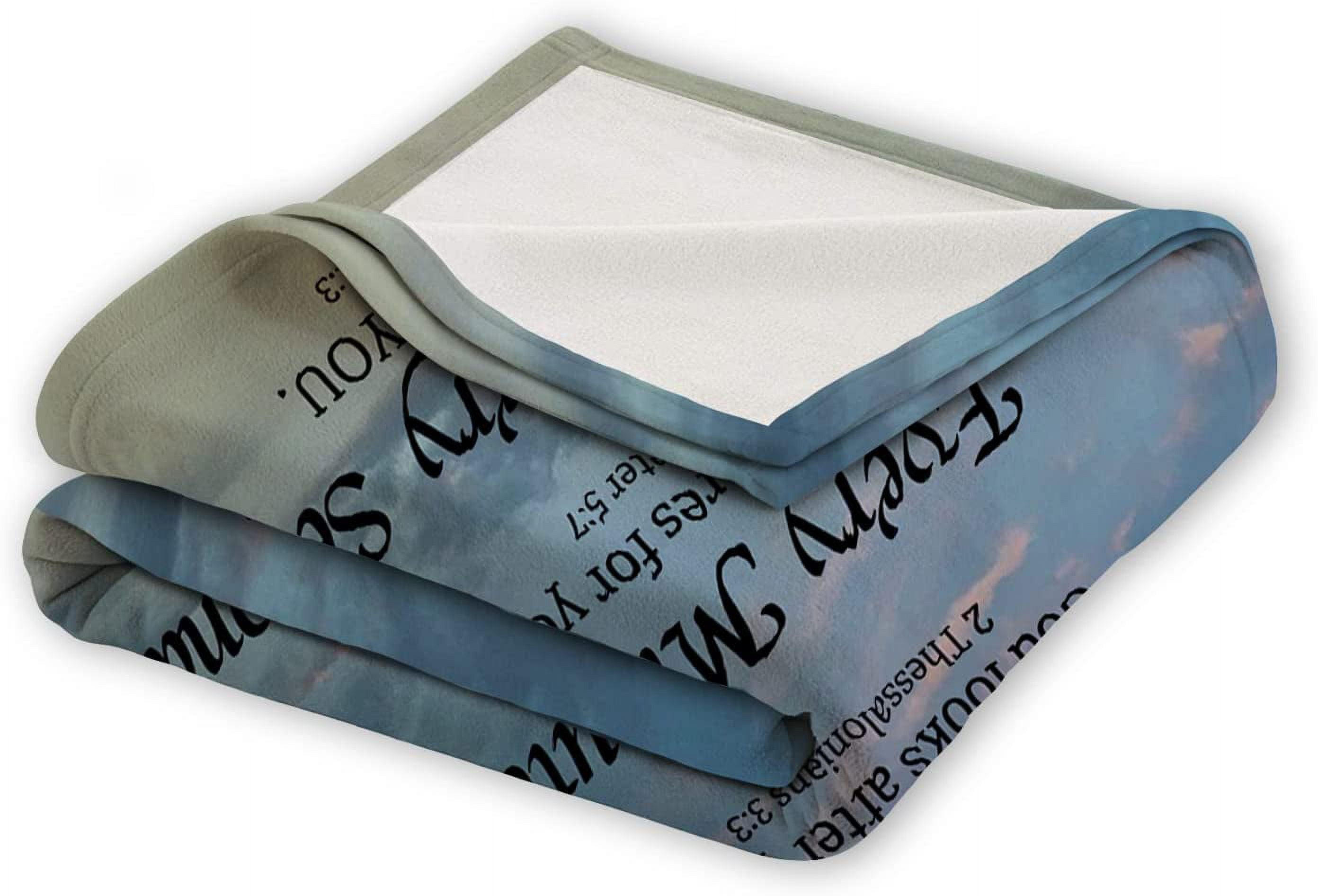 Scripture Verse Blanket Blue Flannel Throw Blanket Inspirational Gifts for Christian Friends Super Soft Lightweight Cozy Blanket for Couch Bed Blankets 60x80 inch