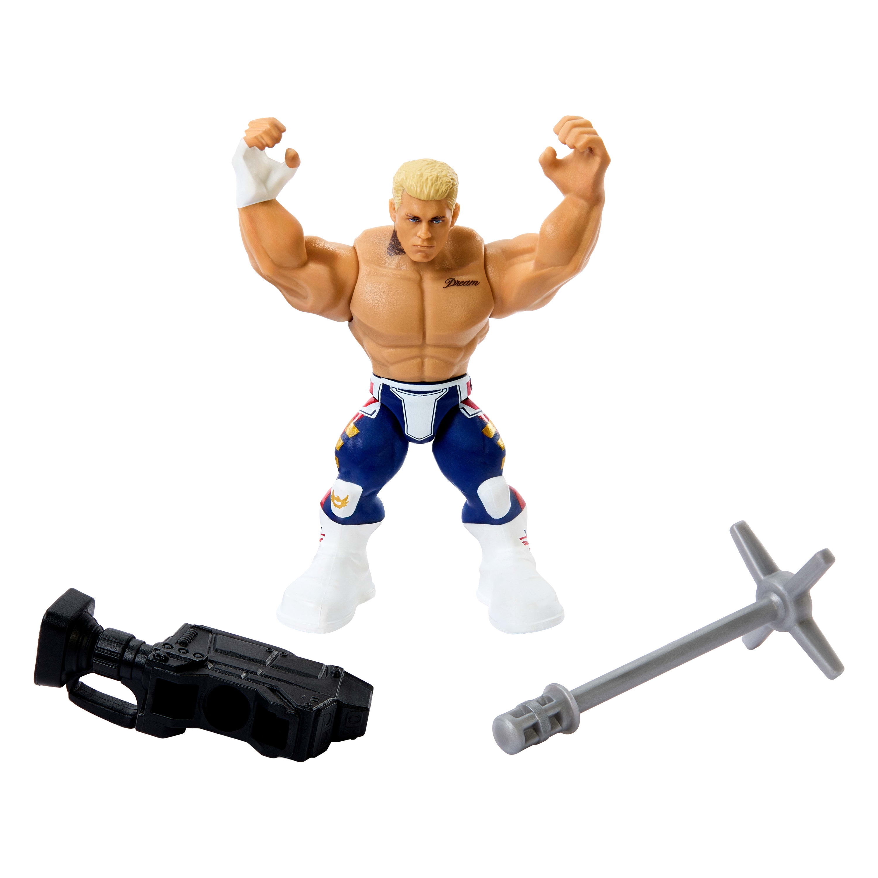 WWE Knuckle Crunchers Cody Rhodes Action Figure & Accessories, Bone-Crunching Sounds, 3.25-inch