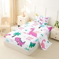 thumbnail image 2 of Metsweet Cartoon Dino Twin Sheets 3pcs for Boys, Kawaii Dinosaurs Animal Bedding, Pink Blue Green,1 Fitted Sheet, 1 Flat Sheet and 1 Pillowcase, 2 of 5