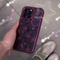 thumbnail image 4 of Compatible with iPhone 14 Pro Max Hollow Case Stars Moon Pattern Cute Fashion Unique Bling Glossy Heat Dissipation Cool Shockproof Protection Cover for Women Girls Purple, 4 of 9