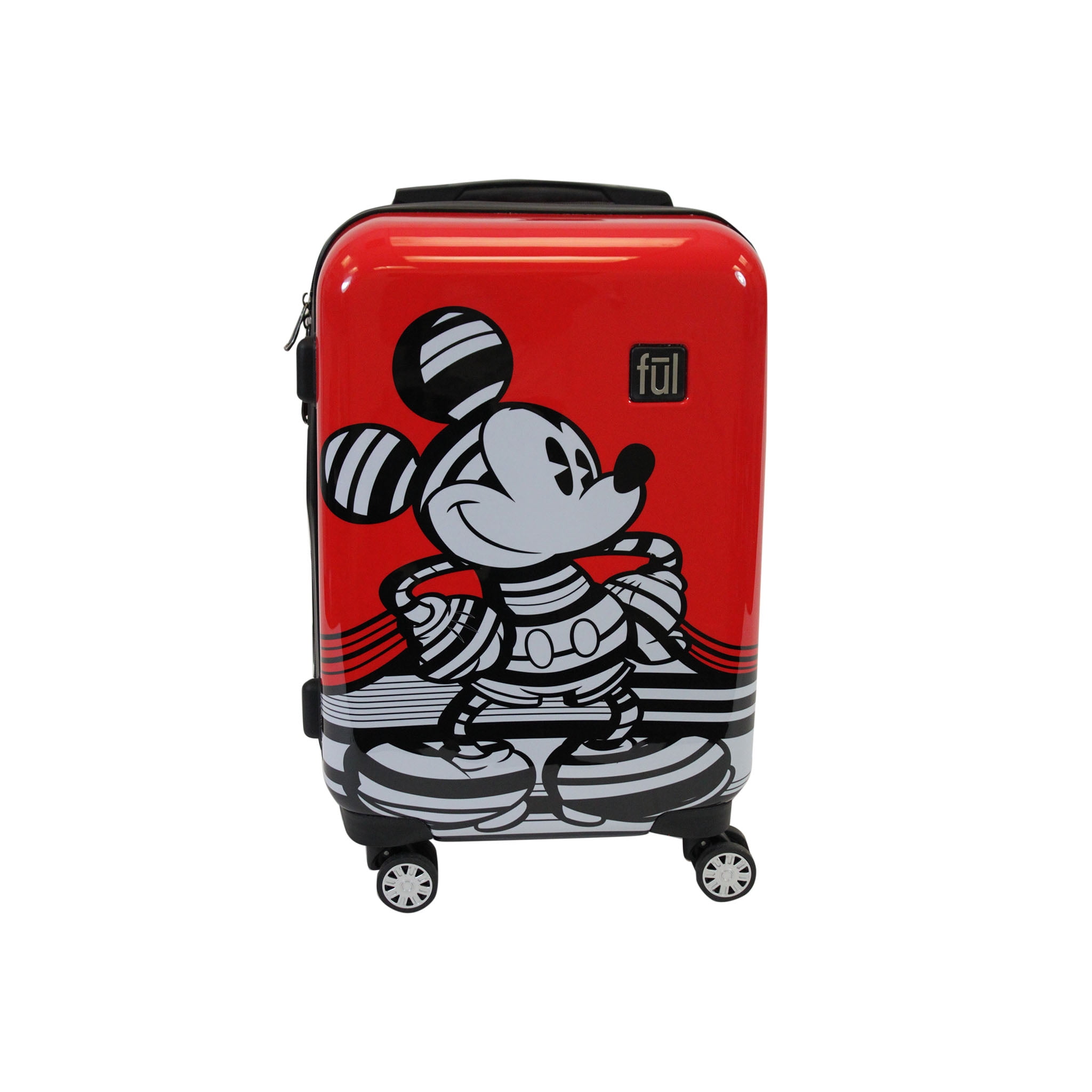ful FUL Disney Striped Mickey Mouse 21in Hard Sided Luggage, Red