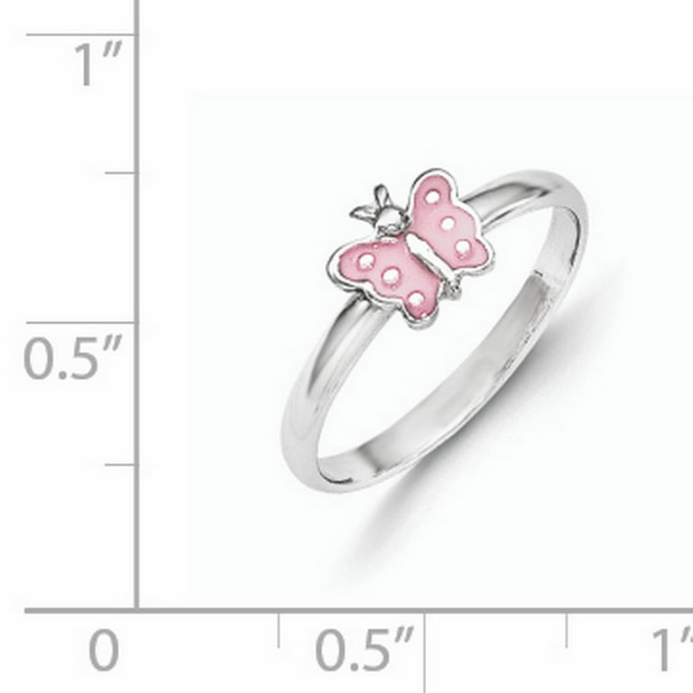 Sterling Silver Child's Pink Enameled Butterfly Ring Sterling Silver Child's Pink Enameled Butterfly Ring