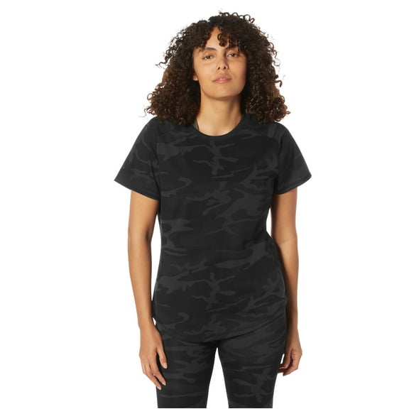 Rothco 30806 Women Essential Moisture Wicking Raglan Sleeve T-Shirt, Midnight Black Camo - Extra Large