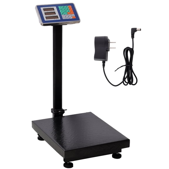 Olurrisa 660lbs Commercial Digital Floor Scale - 0.1lb High-Accuracy Platform with Price Calculator, Foldable Design & AC/DC Power | Heavy-Duty Steel for Warehouse/Shipping (Black)