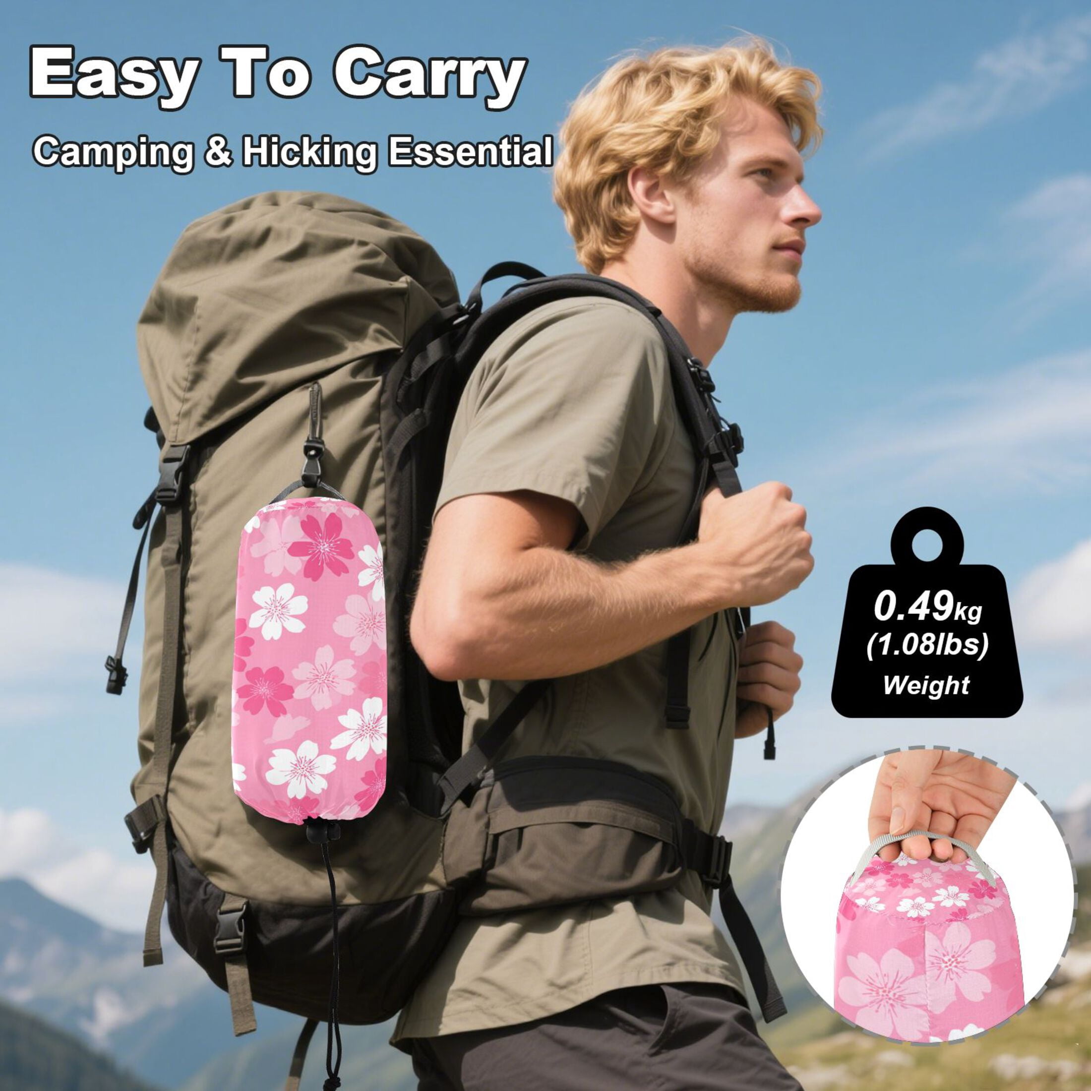 Hammock Camping Hammock Nylon Portable Hammock Travel Camping Hammock Pink Flower Seamless Print