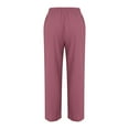 thumbnail image 3 of Hauaitttt Women Linen Casual Pants Summer Wide Leg Loose Drawstring High Waist Wide Leg Pants with Pockets plus Size Women Work Pants Business Casual Printed Pants for Women Casual Short Pants for, 3 of 8
