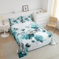 thumbnail image 4 of Chic Floral Bedding Queen Size Women Hydrangea Flower Comforter Set Queen,Teal Ombre Duvet Insert Gradient Oil Painting Quilt Set,Vintage Watercolor Bedding Comforters & Sets, 4 of 7