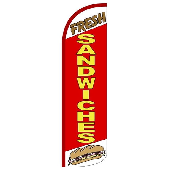FRESH SANDWICHES Windless Flag (Hardware Not Included) |Advertisement /Business Flags | Feather Flag |