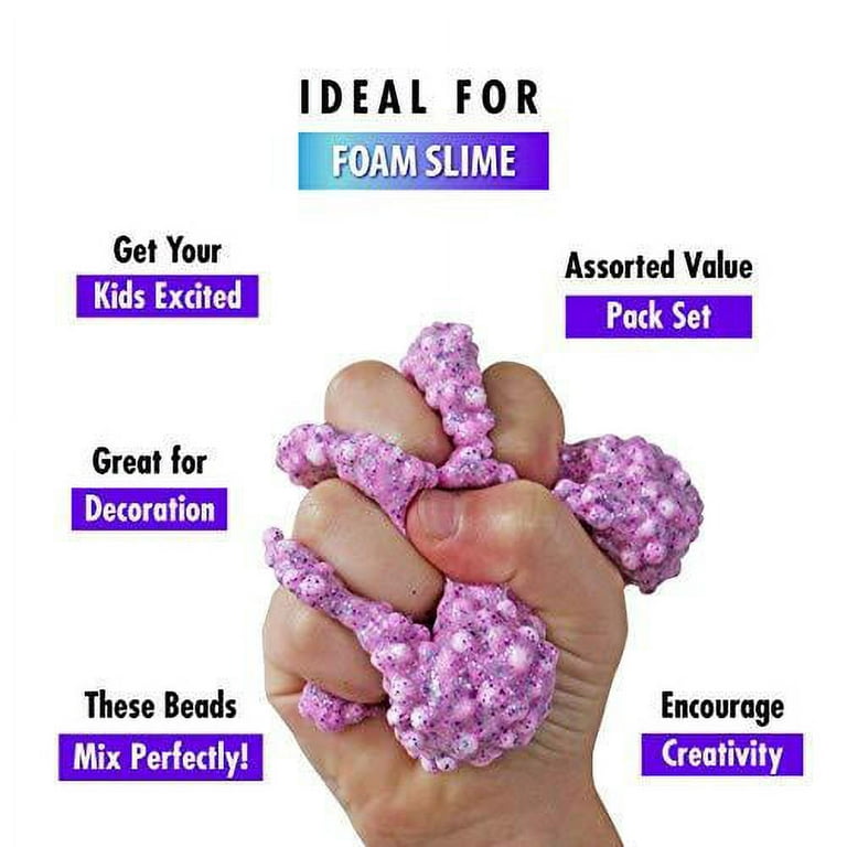 Slime Foam Beads Floam Balls ‚Äì 18 Pack Microfoam Beads Kit 0.1-0.14 inch  (90,000 Pcs) Micro Colors Rainbow Fruit Beads Craft Add ins Homemade DIY