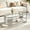 Silver-Clear, variant on 47" Modern Oval Coffee Table, Tempered Glass Top, Polished Stainless Steel Frame & Fluted Metal Accent, 2-Tier Cocktail Table for Living Room