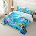 thumbnail image 3 of Manfei Cartoon Animals Twin Quilt Set,Ocean Themed Art Twin Coverlet Set,Blue,2pcs, 3 of 7