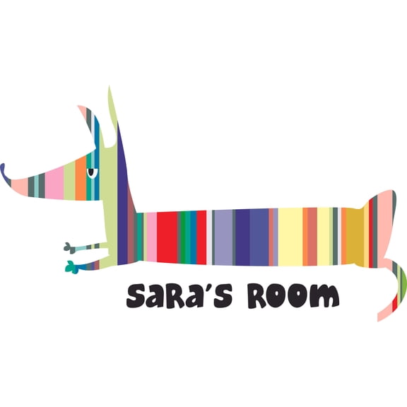 Stripes Dog Dogs Hotdog Pet Animal Customized Wall Decal - Custom Vinyl Wall Art - Personalized Name - Baby Girls Boys Kids Bedroom Wall Decal Room Decor Wall Stickers Decoration Size (20x40 inch)