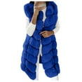 thumbnail image 3 of QATAINLAV Long Faux Fur Vest for Women Fuzzy Fluffy Sleeveless Lapel Jacket Winter Padded Body Warmer Windbreaker Outerwear, Blue, M, 3 of 7