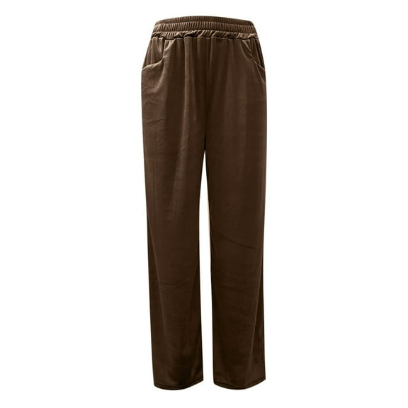 Aayomet Women'S Pants Women's Warm Winter Sherpa Lined Sweatpants Jogger Pants with 3 Pockets,Brown XL