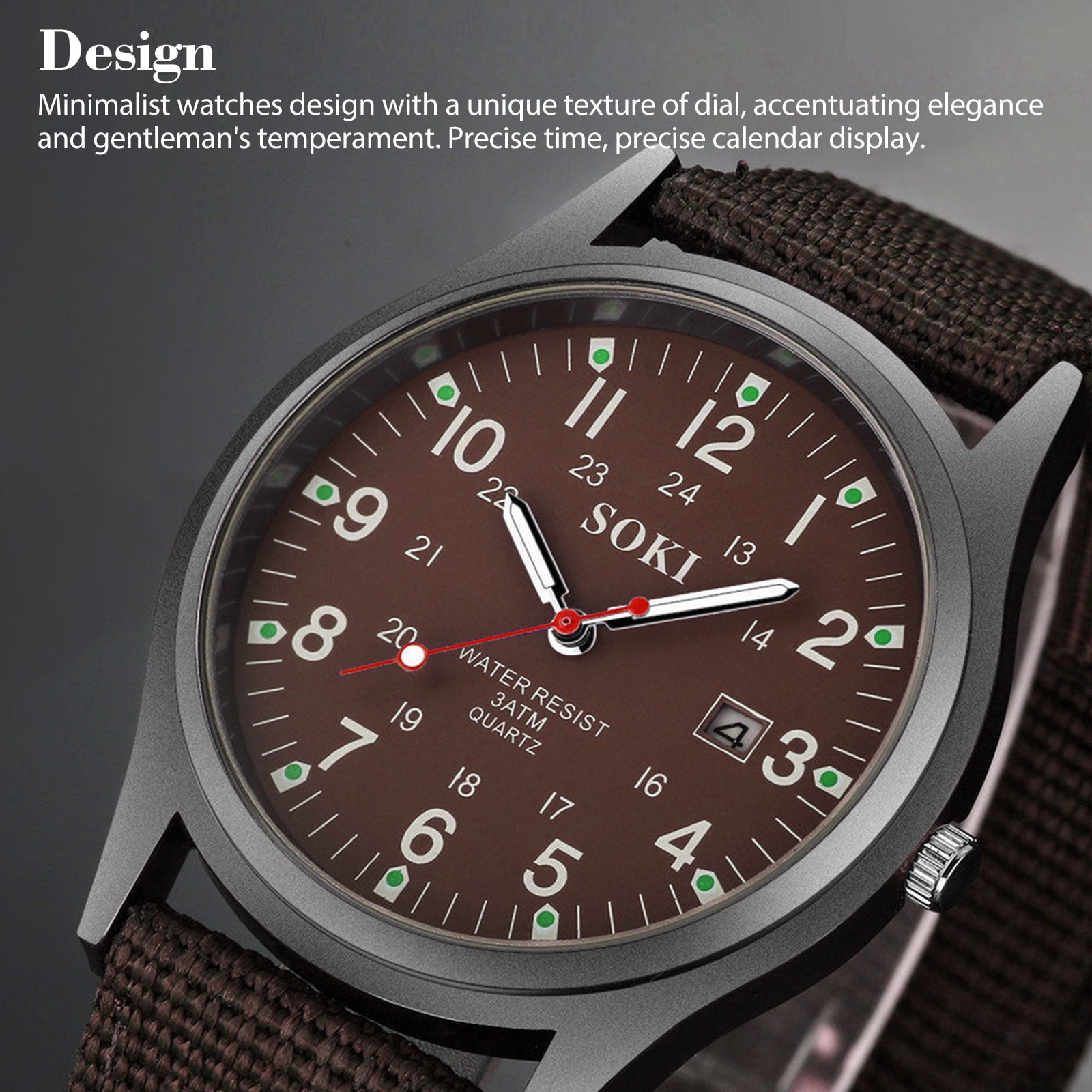SOKI Men Wrist Watches Fashion Men s Military Watch Woven Nylon Belt Calendar Quartz Watch for Men Under Festival Xmas Gift for Lovers Walmart