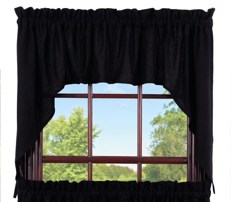New Primitive Farmhouse ARLINGTON NAVY BLUE & TAN Prairie Window Curtain Valanc 