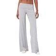 thumbnail image 2 of felwors Fold Over Yoga Pants for Women Low Rise Straight Leg Sweatpants Y2k Solid Color Stretchy Loose Gym Lounge Leggings（Light Gray， L）, 2 of 4