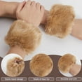 thumbnail image 5 of 1Pair Women Imitation Rabbit Hair Cuffs Oversleeve Arm Gloves Winter Warm Plush Windproof Wristband Jacket Accessories BurlyWood 80x130x20mm, 5 of 8