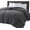 Dark Grey, variant on Quilted Queen Size Comforter - All-Season Down Alternative Duvet Insert - Luxury Hotel Winter Warm Beige Comforter with Anti-Clump Tech & 8 Tabs- Reversible 88"x88"