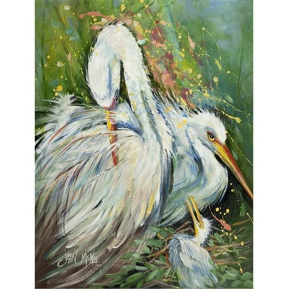 White Egret In The Rain Flag Canvas House Size