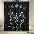 thumbnail image 5 of Funny Skull Shower Curtain Skeleton Goth Gothic Spooky Witchy Witch Black and White Halloween Moon Moonlit Phase Starry Night 60 x 72 Inch Polyester Fabric Waterproof 12 Pack Hooks, 5 of 7