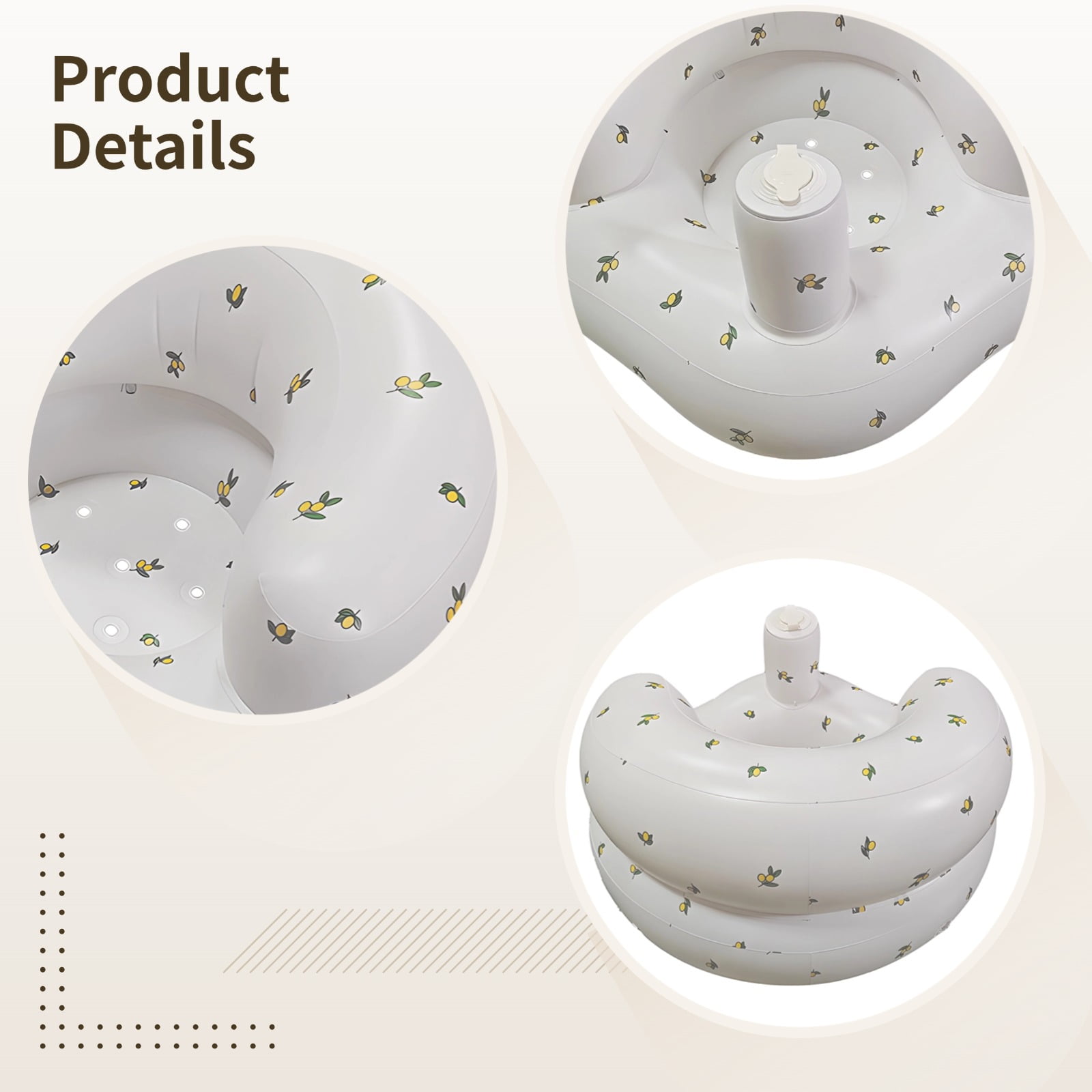 Inflatable Sitting Chair, PVC Seat for 3-36 Months, Soft and Stable, Adjustable for Sitting Up, Anti-Slip Base, Portable for Travel, Picnic, and Beach