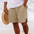 thumbnail image 2 of DDAPJ pyju Clearance Today! Men's Summer Beach Shorts with Pockets Drawstring Casual Linen Shorts Side Zipper Lightweight Breathable Shorts Beige M, 2 of 7