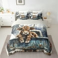 thumbnail image 2 of Manfei Rustic Highland Cow 7 Pieces Bedding Comforter Set,Farm Animal Cattle Full Bedding Set,Country Farmhouse Lodge Fitted Sheet Flat Sheet For Girl Boys,Ultra Soft Home Decor Reversible, 2 of 8
