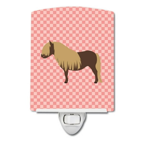 

Caroline s Treasures BB7914CNL Shetland Pony Horse Pink Check Ceramic Night Light 6x4x3 multicolor