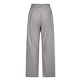 thumbnail image 6 of Idoravan Women's Plus Size Pants Clearance Womens Fashion Casual Solid Color Split Mid Waist Loose No Belt Elasticity Wide Leg Long Pants, 6 of 6