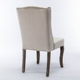 thumbnail image 4 of Luxury Velvet Dining Chairs Wingback Tufted Accent Chair with High Backrest Wood Leg Comfortable Armless Side Chair(Beige,Set of 2), 4 of 8
