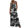 thumbnail image 2 of Awdenio Women's Jumpsuits, Rompers & Overalls Camouflage Printed Jumpsuit Casual Button Pocket Sleeveless Wide Leg Trousers, 2 of 7