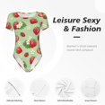 thumbnail image 6 of Haiem Strawberry Floral Women's Crew Neck Short Sleeve Bodysuit Tops Stretchy Slim Basic-Small, 6 of 9