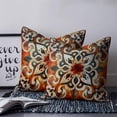 thumbnail image 2 of 20x20 Pillow Covers Set of 2, Burnt Orange Green Throw Pillow Covers Decorative Couch Cushion Case, Vintage Abstract Flowers Microfiber Square Pillowcases for Bedroom Car Living Room, 2 of 7