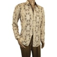 thumbnail image 2 of Mens Sports Shirt by DE-NIKO Long Sleeves Fashion Prints Soft Modal NK600 Khaki, 2 of 8