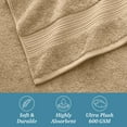 thumbnail image 4 of WelHome 100% Cotton 6-Piece Ultra SOFT TWIST Towel Set, Tan, 600 GSM, 2 Bath Towels 30" x 54", 2 Hand Towels, 2 Washcloths, Highly Absorbent, Bathroom Towel For Everyday Use, 4 of 11