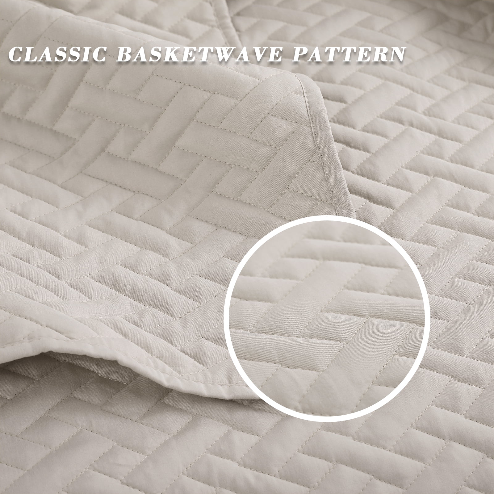 Exclusivo Mezcla 3-Piece King Size Quilt Set, Basket Quilted Bedspread/Coverlet/Bed Cover(96"x 104", Brich Beige)