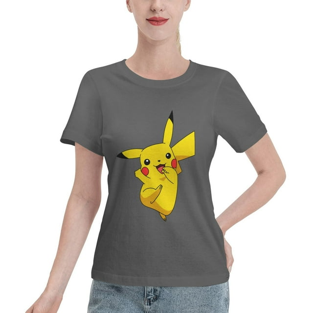 T-Shirt Basique à Manches Courtes pour Femmes Pikachu