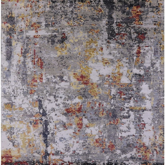 Ahgly Company Machine Washable Indoor Square Industrial Modern Purple Area Rugs, 4' Square