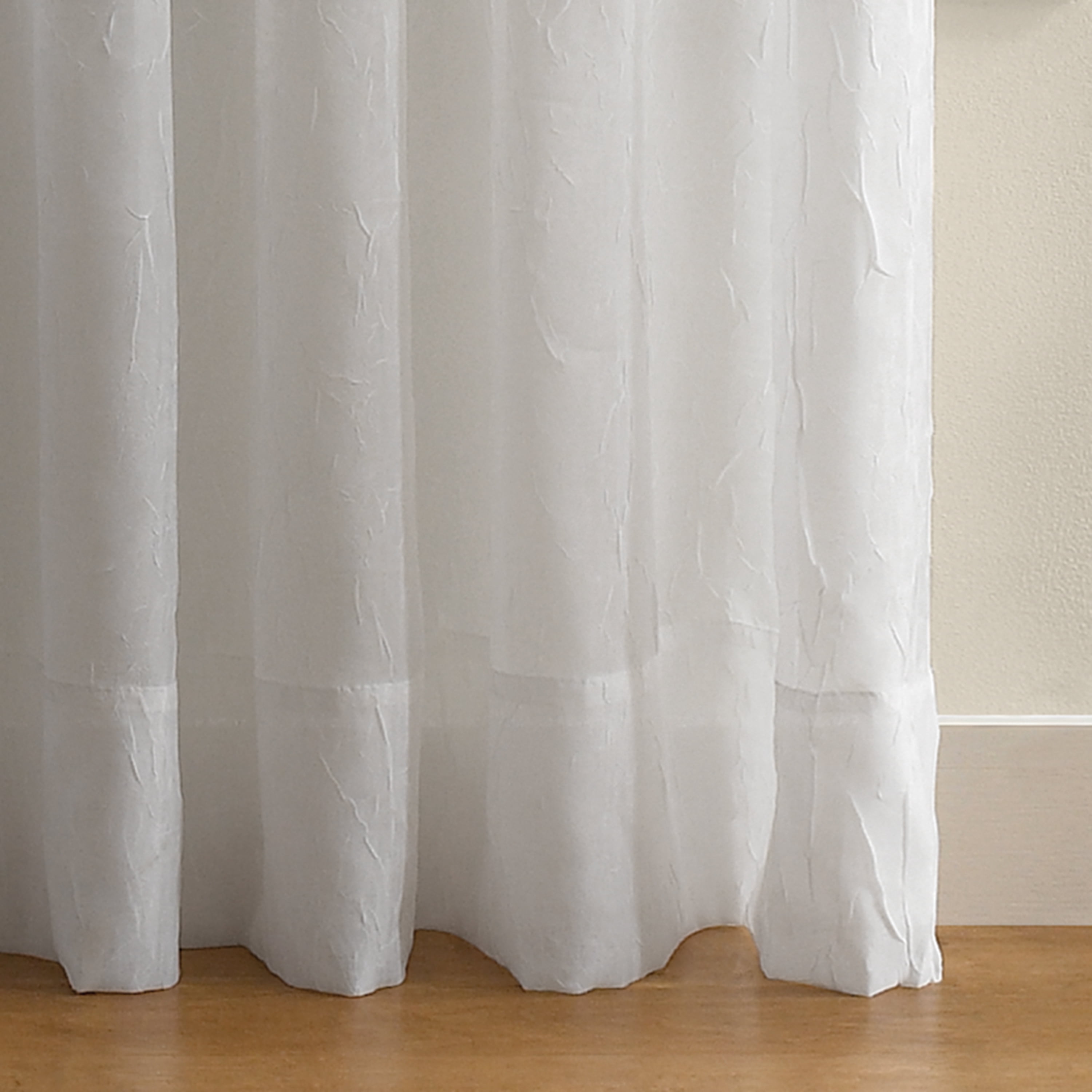 Mainstays Crushed Voile Sheer Curtain, Single Panel, Indoor, White, 51"W x 108" L, Adult