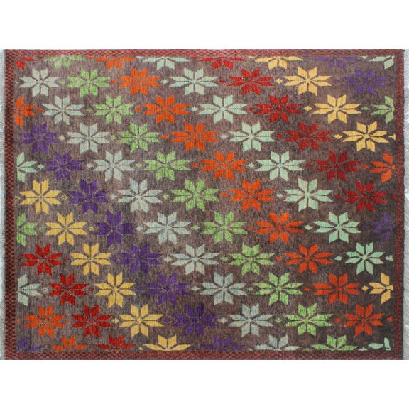 Balochi Megan Grey/Orange Rug, 4'10" x 6'2"