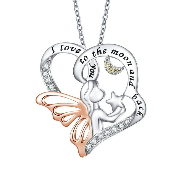 Ginger Lyne Collection Angel Love You To The Moon Pendant Necklace Sterling Silver Ginger Lyne Walmart Com Walmart Com
