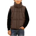 thumbnail image 2 of vokkrv Kids Waistcoat Sleeveless Zip Vest Jacket, Mid Size Children Warm Outerwear, Wind Resistant Casual Layering Coat for Boys Girls Winter Daily Wear Brown 3-4 Years, 2 of 7